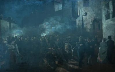 Feuerwehrleute rennen zu einem Brand